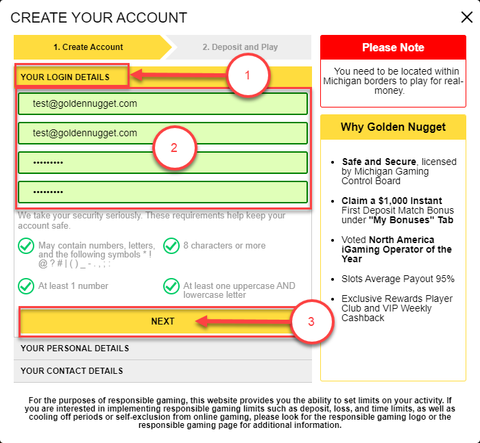 Login Details Screen